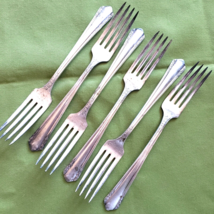 6 Dinner Forks Oneida Wm A Rogers Silverplate Malibu Pattern 7 1/2&quot; 1934... - $19.79