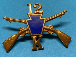 PENNSYLVANIA, NGP, K COMPANY, 12th INFANTRY, 3rd BRIGADE, CAP BADGE, ENL... - $30.00