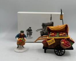 Dept 56 Heritage Chelsea Market Fruit Monger &amp; Cart 2 Pc. Set #5813-0 Retired - £11.17 GBP