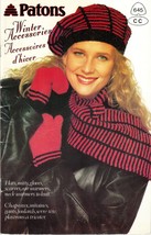 Ladies Winter Tam Hat Scarf Mittens Gloves Warmers Knit Patterns - £10.38 GBP
