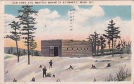 Plymouth Massachusetts MA Old Fort Meeting House 1954 Postcard C25 - £2.24 GBP