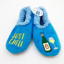 Snoozies Women&#39;s Just Chill Non Skid Blue Slippers Medium 7/8 - £10.32 GBP