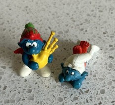 Vintage Smurf Toy Figures Schleich Toys Hong Kong 1978 Lot of 2 - £12.42 GBP