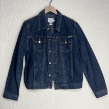 Calvin Klein CK Jeans Denim Trucker Jacket Dark Blue Stone Wash Size Large - £23.83 GBP