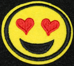 Love Smiley Face Emoji Heart Eye Cartoon Clothing Iron On Patch Decal Embroidery - £5.47 GBP