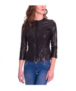 Leather Jacket Women Coat Ladies Womens Size Biker New Real Slim Fit Black 60 - $117.83