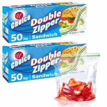 100 Ct Press Seal Sandwich Bags Poly Zip Baggies Lunch Snack School Food Storage - £20.53 GBP