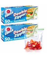 100 Ct Press Seal Sandwich Bags Poly Zip Baggies Lunch Snack School Food... - £20.82 GBP