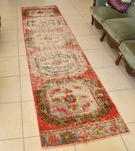 Distressed Oushak Rug 2.6x10.9 ft Handwoven Traditional Long Vintage Run... - £132.08 GBP