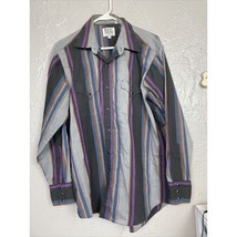 Vintage Ely Cattleman 16.5-34 Striped Black Snap Long Sleeve Western Shi... - $372.25 MXN