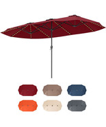 15.5 FT Extra-Large Patio Umbrella with LED Solar Lights and Crank Handl... - €148,83 EUR
