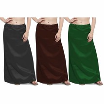 Women Stain Silk Petticoat Saree Beautiful Skirt Satin Silk  Petticoat Pack 3Pcs - £17.48 GBP