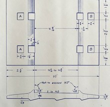 1949 Railroad Bangor Aroostook Ribbed Canted Tieplate Blueprint H25 DWDD14 - $84.36