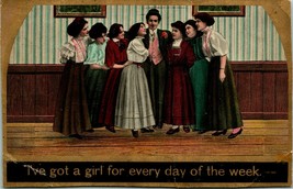 Vtg 1900s Theochrom Postcard - I&#39;ve Got a Girl For Every Day of the Week - £11.21 GBP