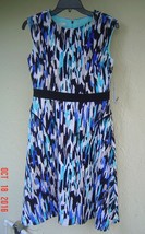 Nwt London Times Blue Black Flare Career Dress Size 4 $80 - £33.97 GBP