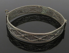 925 Sterling Silver - Vintage Antique Swirl Filigree Bangle Bracelet - BT4501 - £61.83 GBP