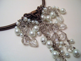 Necklace SeaShell Pearls &amp; Glass Beads White - £10.38 GBP