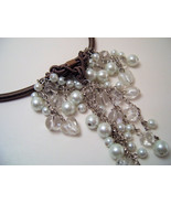 Necklace SeaShell Pearls &amp; Glass Beads White - £10.34 GBP