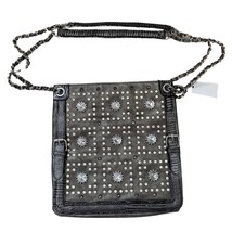 Unbranded Gray Faux Leather Rhinestone Bling Dual Chain Handle Shoulder Bag - $32.73