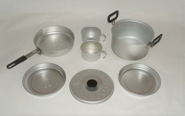 Aluminum Camping Cooking Set CAMP ART Pot Pan Cups Hiking Backpacking - £30.22 GBP