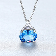 Blue Pigeon Egg Pendant S925 Silver Necklace Women&#39;s Caibao Clavicle Chain Tempe - £11.06 GBP