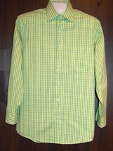 Alex Cannon Green White Plaid Design Men&#39;s Button-Down Shirt Size 15.5  NEW  - £21.93 GBP