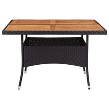 Outdoor Patio Garden Poly Rattan Solid Wood Top Square Dining Dinner Table  - £145.82 GBP+