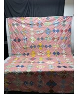 Antique Vintage Primitive Hand Stitched Cotton Tail Block Scrap Quilt 6’... - $169.78 CAD