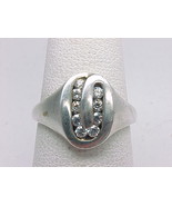 9 CHANNEL Set CUBIC ZIRCONIA Ring in STERLING SILVER - Size 6 1/2 - £36.16 GBP