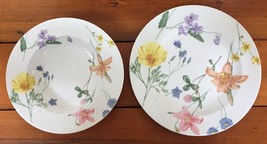 Vintage Pair Mikasa Floral Splendor Y0258 Dinner Plate 10.5&quot; Soup Salad ... - £36.73 GBP