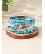 EMERY ROSE Snakeskin Print Turquoise Themed Layered Bracelet - £14.15 GBP