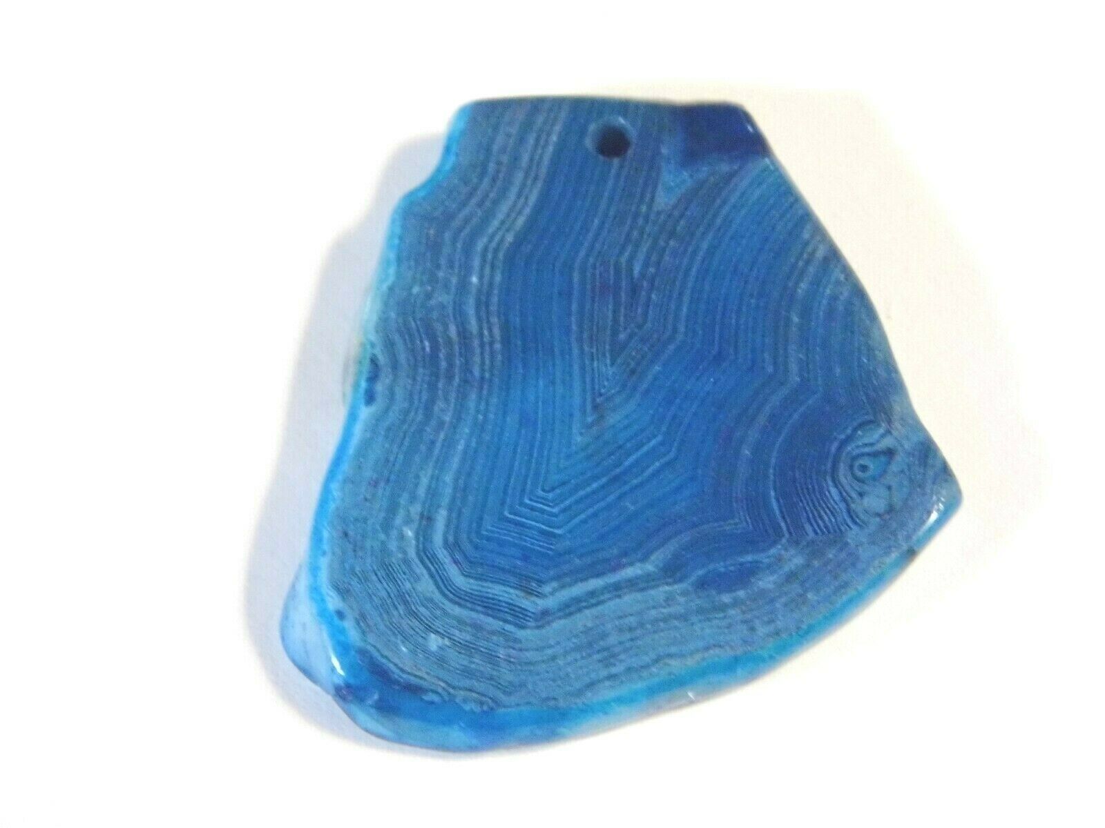 61.98Ct 40x38x4mm Blue Agate Pendant CAB Wire Wrap/Jewelry Making - $2.69