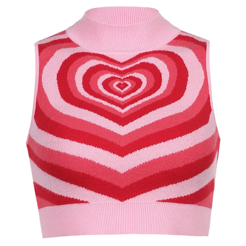 Heart Printed  Women&#39;s Vest Sleeveless Jacket Female Warm Casual Streetwear Autu - £132.33 GBP