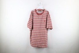 Vintage 90s Timberland Mens XL Faded Baggy Fit Striped Henley T-Shirt Red Cotton - £35.57 GBP