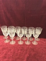 VINTAGE GLASS CRYSTAL WATER/WINE GLASSES STEM STAR DETAIL 11 PIECES MID ... - £42.72 GBP