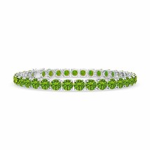 ANGARA Natural Peridot Linear Tennis Bracelet in 925 Silver for Women (5mm) - £893.02 GBP+