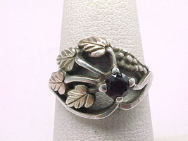 BLACK HILLS GOLD and STERLING Silver GARNET RING - Size 5 3/4 - £59.94 GBP