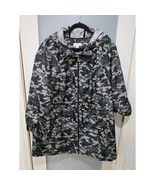 Susan Graver Dark Camo Jacket 2X Zip Hooded Windbreaker Lightweight Rain... - $651.00 MXN