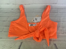 Tiger Mist Womens Kim Crop Top Bright Neon Orange Tie Front Tank Lined S... - $20.78