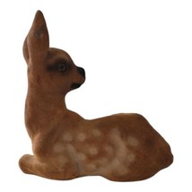 Heissner Flocked Deer West Germany Fawn Baby Reindeer Doe Figure Lying Vintage  - £26.00 GBP
