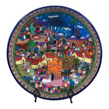 Wedding Plate Mexican Folk Art Pottery Wall Hanging 15.5” Zihuatanejo - £55.38 GBP