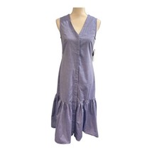 52Seven Dress Womens S Blue Cotton Button Down Chambray Tiered Maxi Western - $24.36