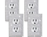 4 Pcs Outlet Covers Shiny Silver Rhinestones Wall Plate 1 Gang Toggle Li... - £18.17 GBP