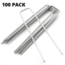 Landscape Ground Staples Galvanized Garden Stakes 100 Pack 6 inch U-Shaped Secur - £15.97 GBP