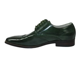 Men's Giovanni Shoes High Quality Leather Wing Tip Derby LINCOLN Green image 4