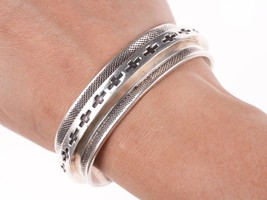 6.75&quot; Leonard Gene Navajo Heavy Stamped Sterling silver bracelet - £295.69 GBP