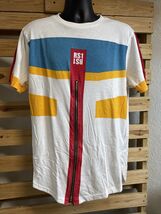 RS1NE Shirt Front Zip Color Block Rise As 1ne Short Sleeve White XL MH JD - $9.89