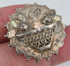 sterling silver antique brooch flower basket .925 BIRMINGHAM ENGLAND Vic... - $93.49