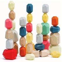 36 Balancing Wooden Blocks Easter Basket Stuffers For Toddlers Multicolored Stac - £23.52 GBP