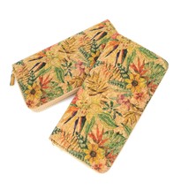 Tropical Flower Zipper Cork Clutch Bags Vegan Gift Wallet For Vegetarian - £23.14 GBP